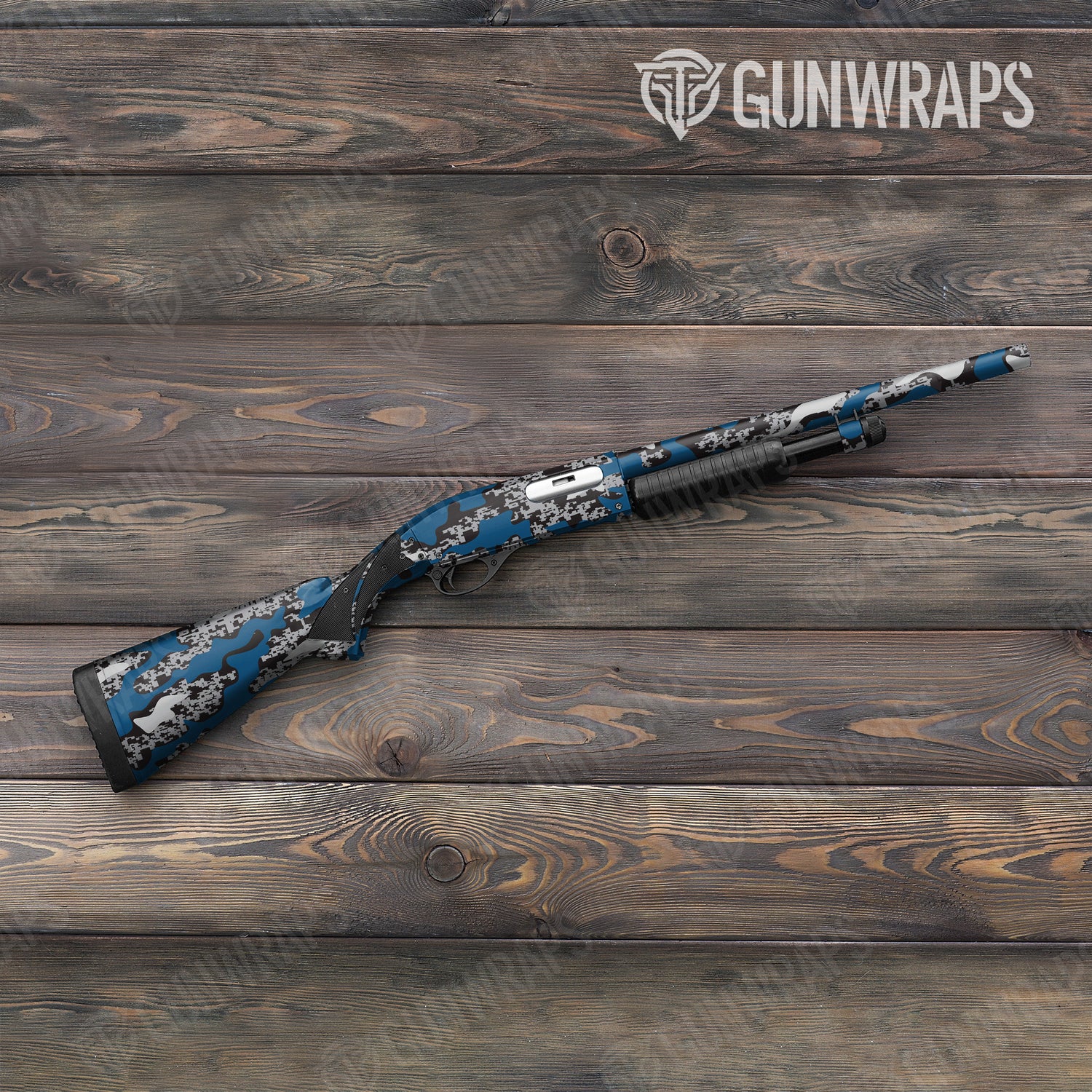 Shotgun Compound Blue Tiger Camo Gun Skin Vinyl Wrap