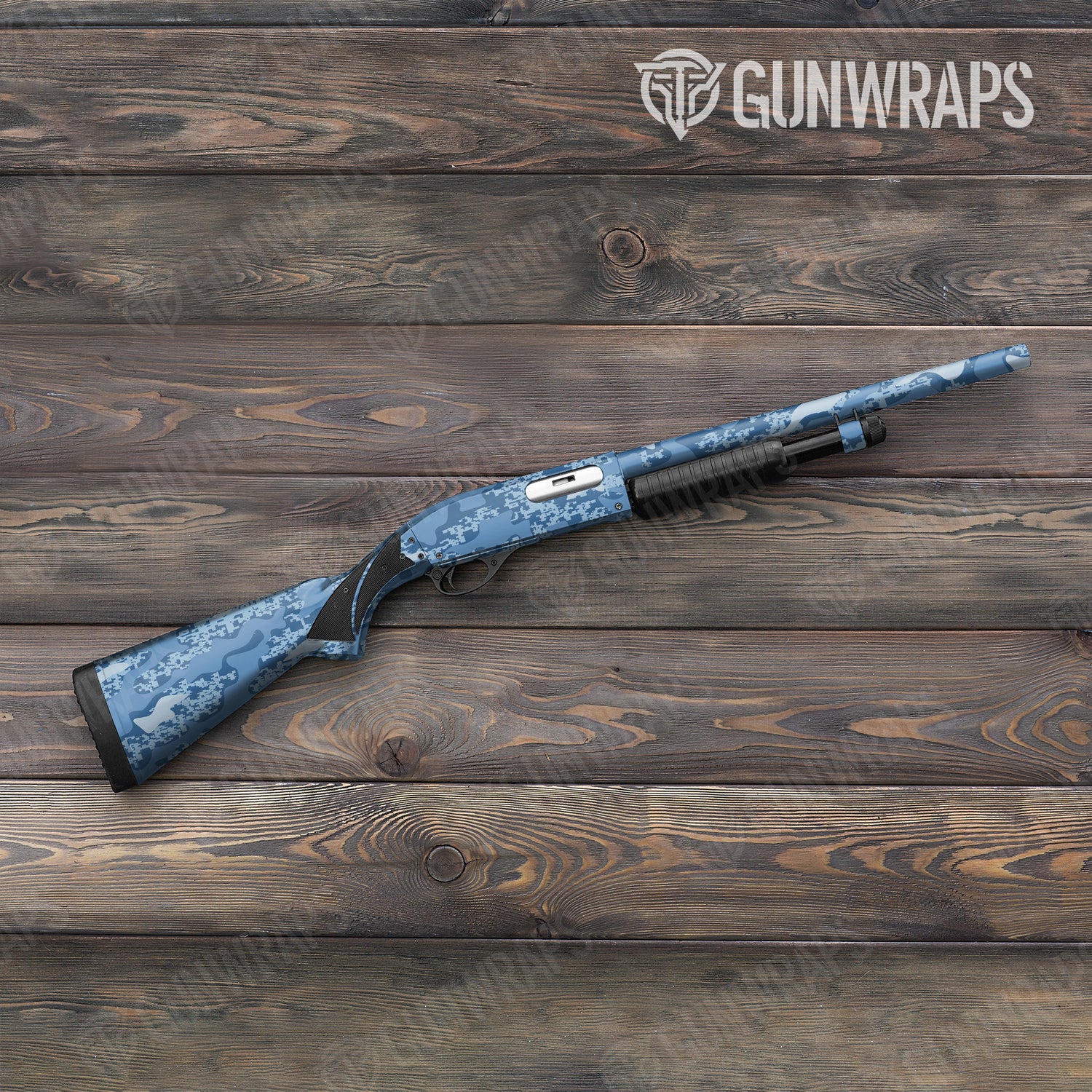 Shotgun Compound Cool Blue Camo Gun Skin Vinyl Wrap