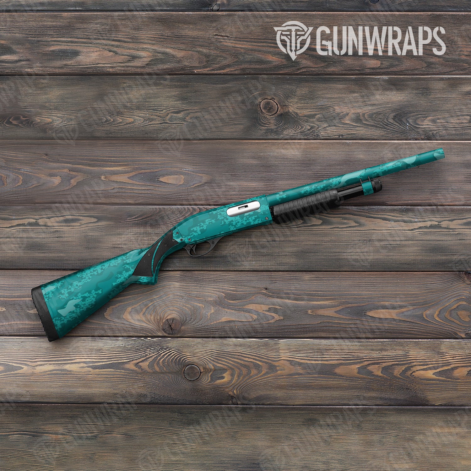 Shotgun Compound Elite Tiffany Blue Camo Gun Skin Vinyl Wrap