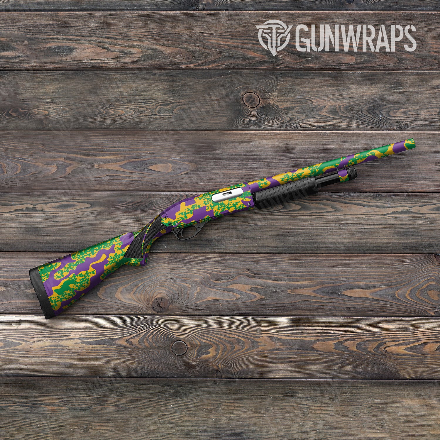 Shotgun Compound Mardi Gras Camo Gun Skin Vinyl Wrap