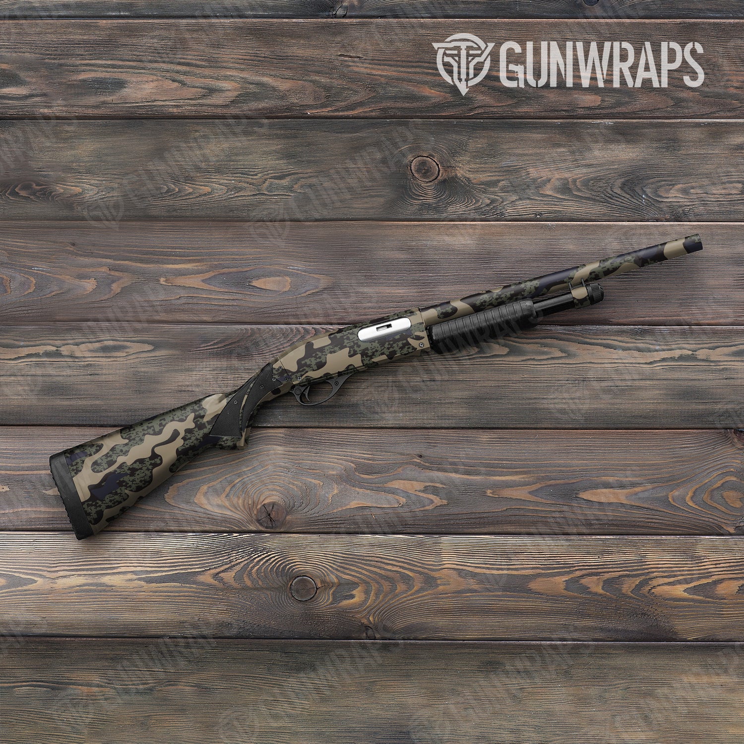 Shotgun Compound Militant Blue Camo Gun Skin Vinyl Wrap