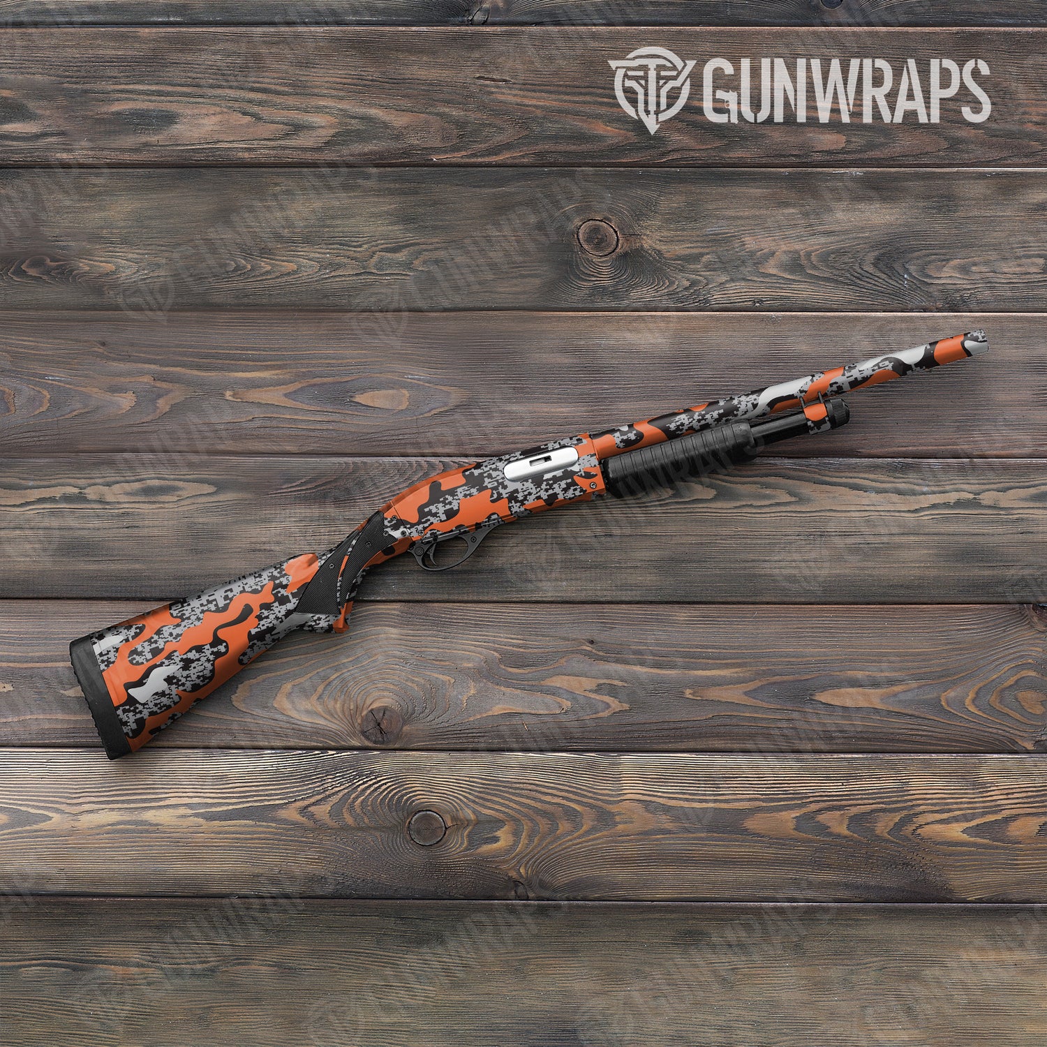 Shotgun Compound Orange Tiger Camo Gun Skin Vinyl Wrap