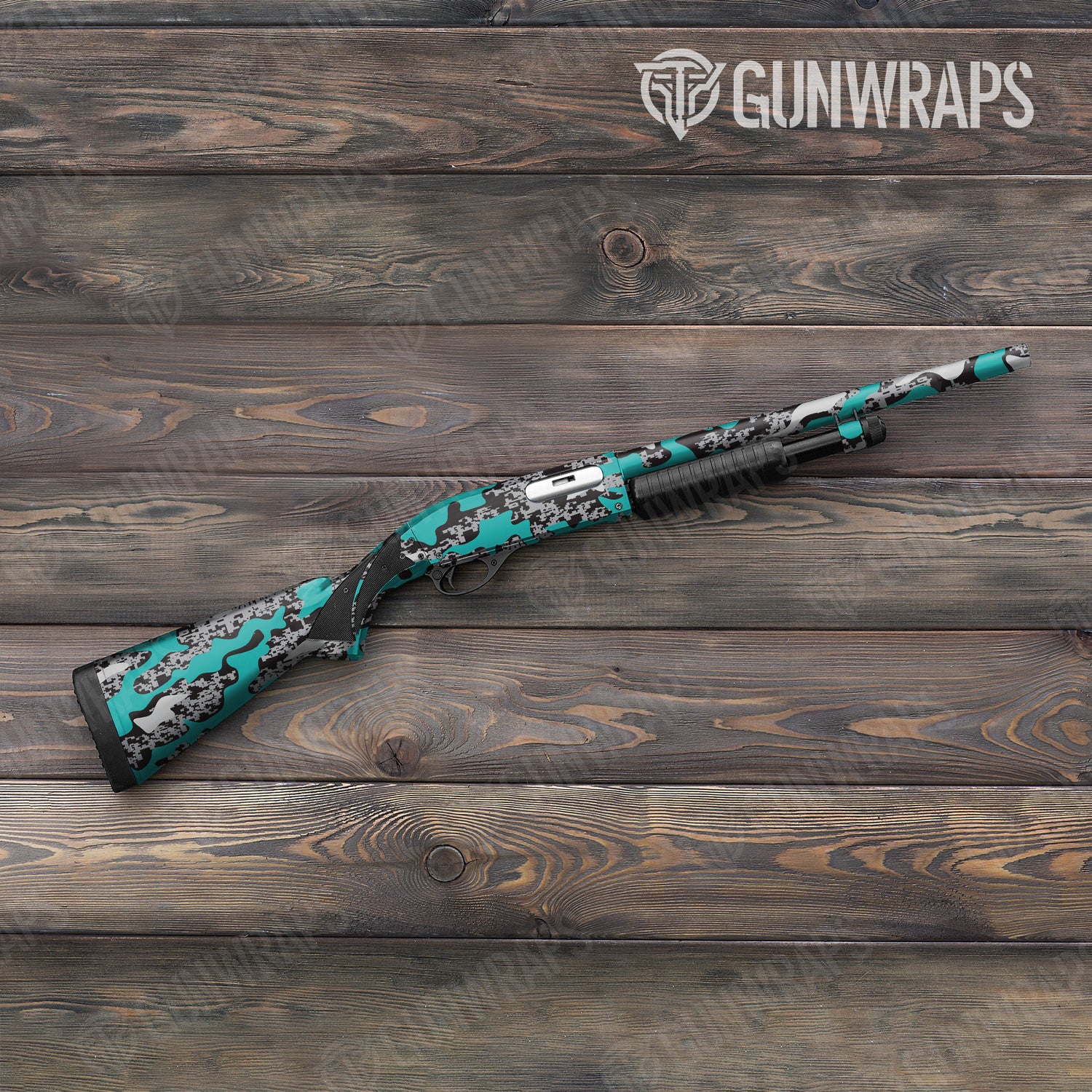 Shotgun Compound Tiffany Blue Tiger Camo Gun Skin Vinyl Wrap