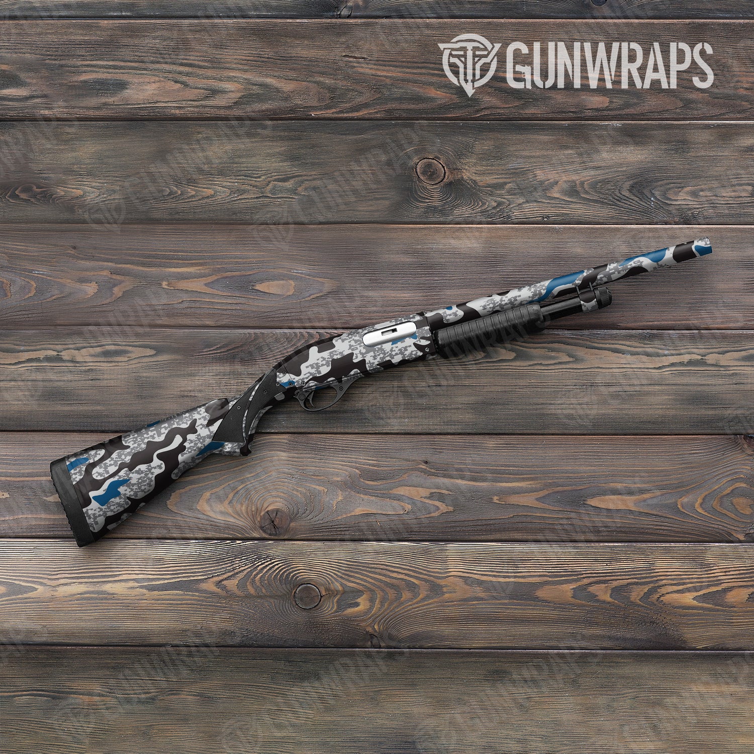 Shotgun Compound Urban Blue Camo Gun Skin Vinyl Wrap