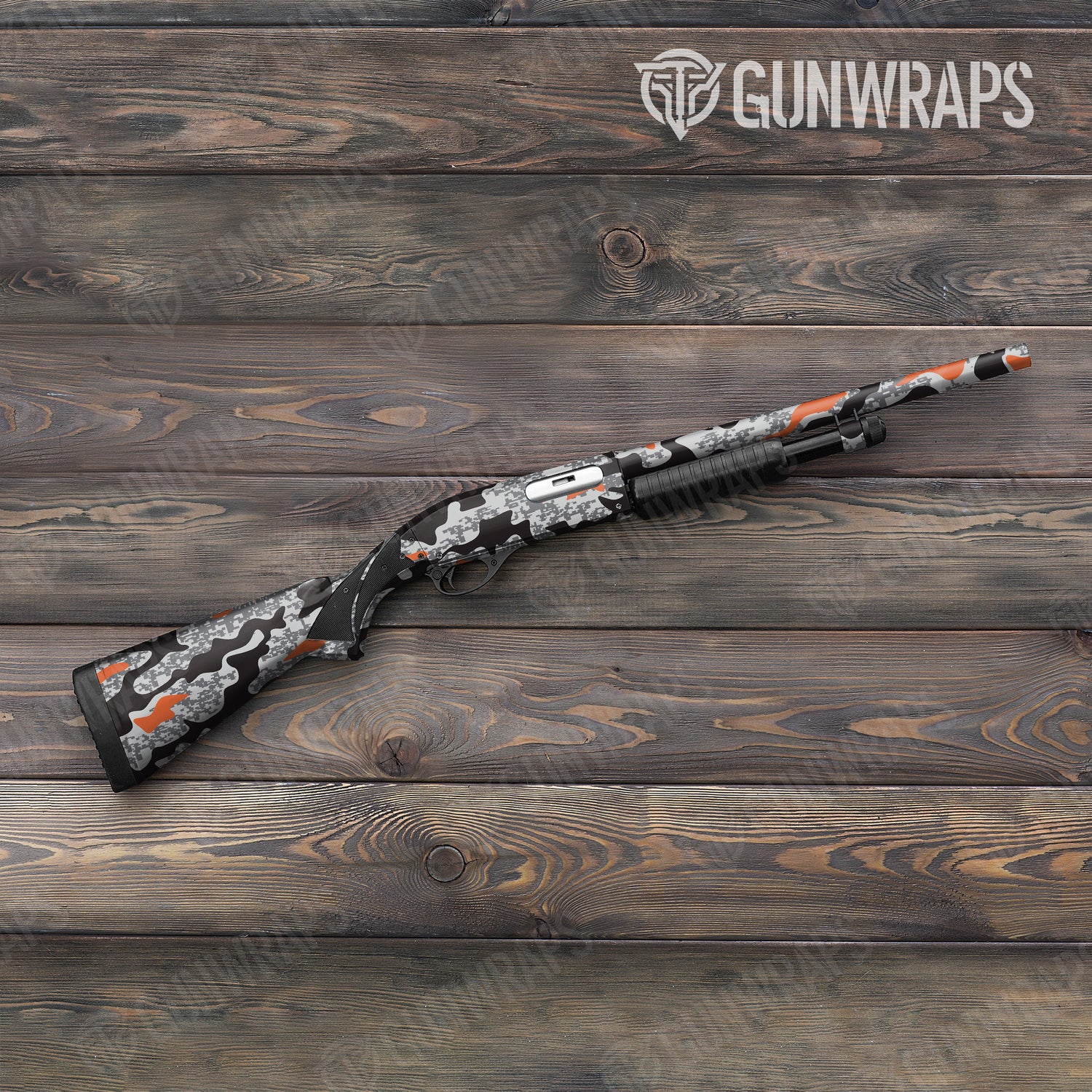 Shotgun Compound Urban Orange Camo Gun Skin Vinyl Wrap