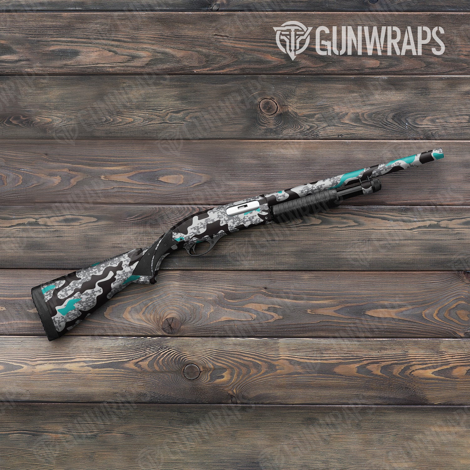 Shotgun Compound Urban Tiffany Blue Camo Gun Skin Vinyl Wrap