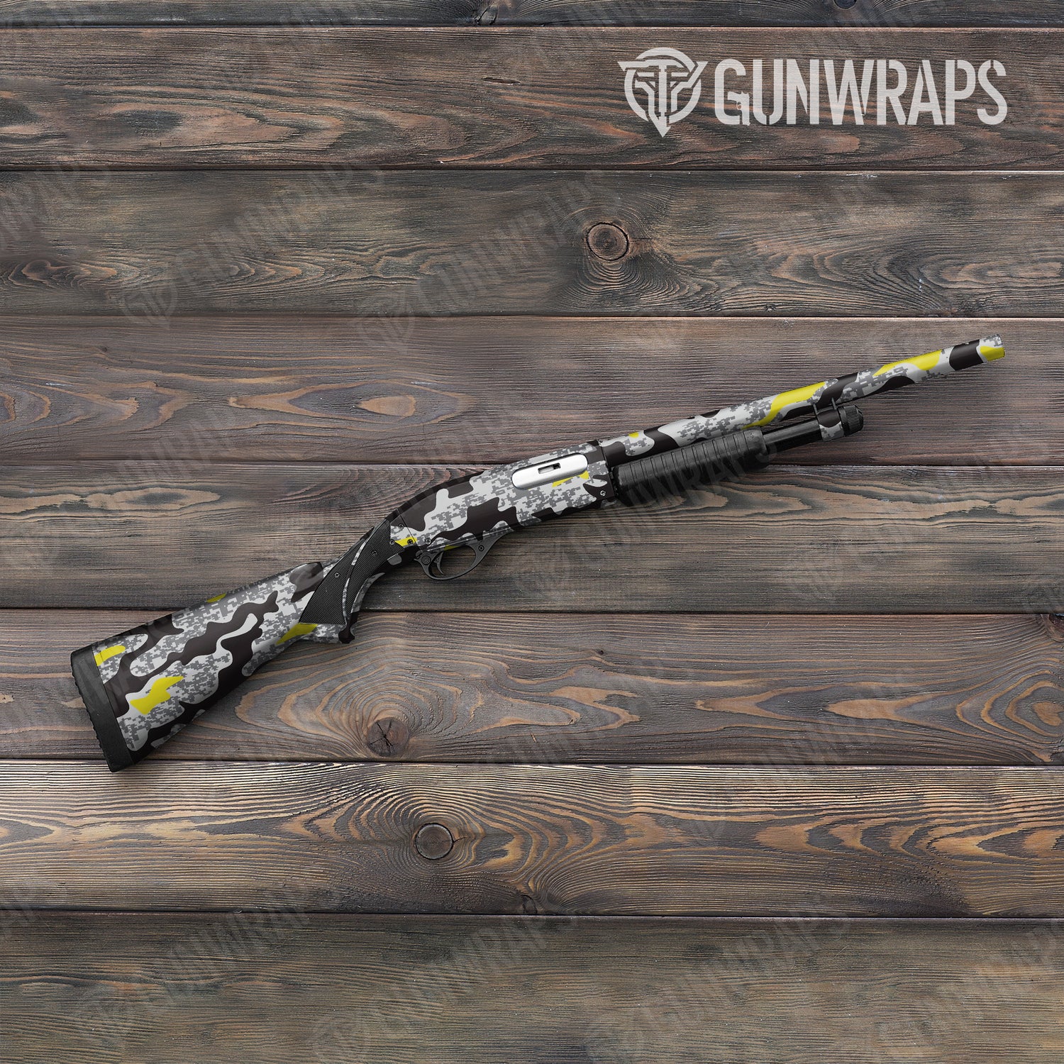 Shotgun Compound Urban Yellow Camo Gun Skin Vinyl Wrap