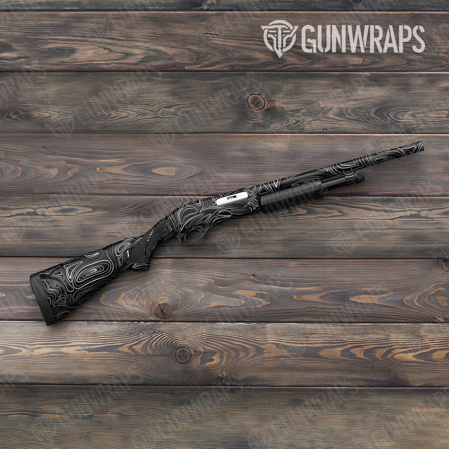 Shotgun Damascus Black Camo Gun Skin Vinyl Wrap