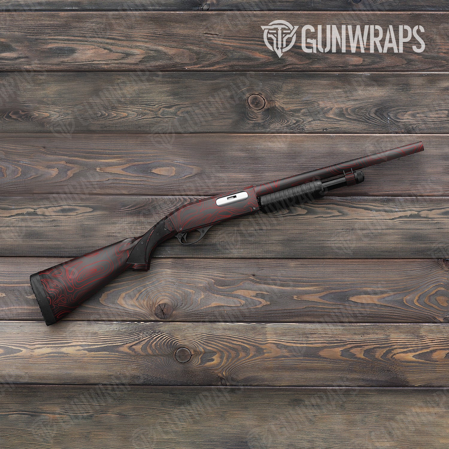 Shotgun Damascus Red Camo Gun Skin Vinyl Wrap