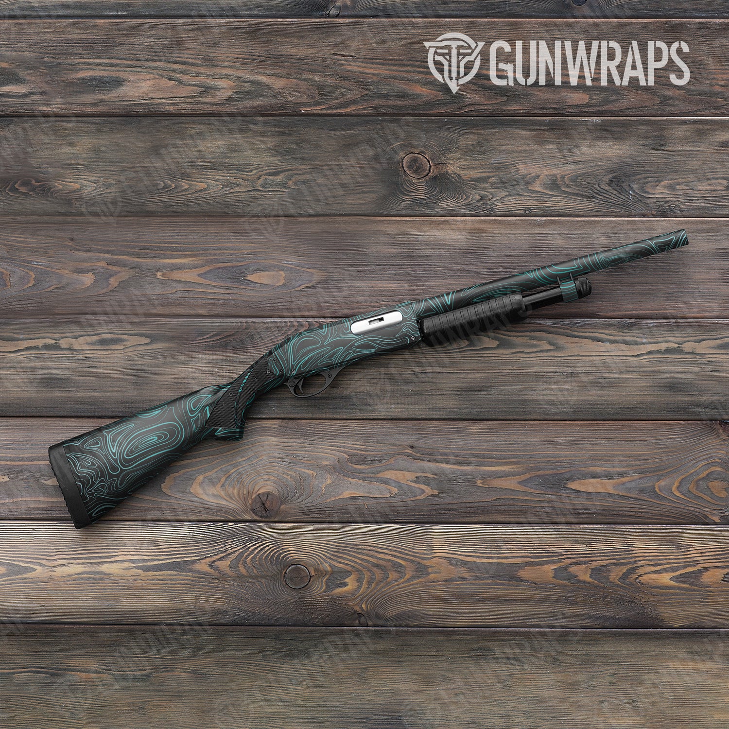 Shotgun Damascus Tiffany Blue Camo Gun Skin Vinyl Wrap