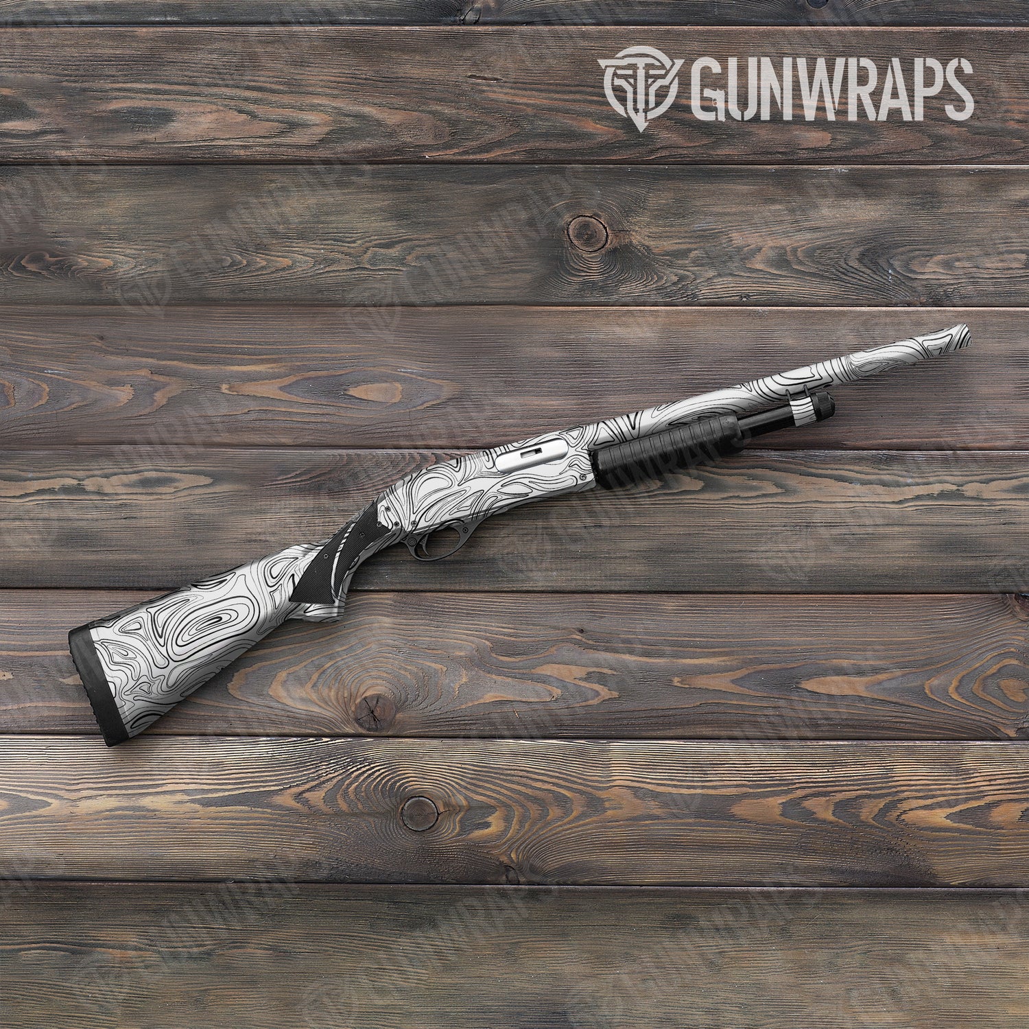 Shotgun Damascus White Camo Gun Skin Vinyl Wrap