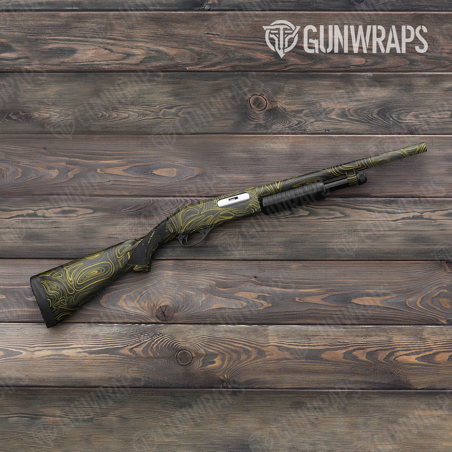 Shotgun Damascus Yellow Camo Gun Skin Vinyl Wrap