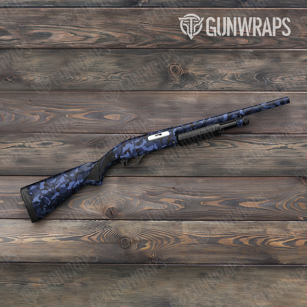 Shotgun Erratic Blue Midnight Camo Gun Skin Vinyl Wrap