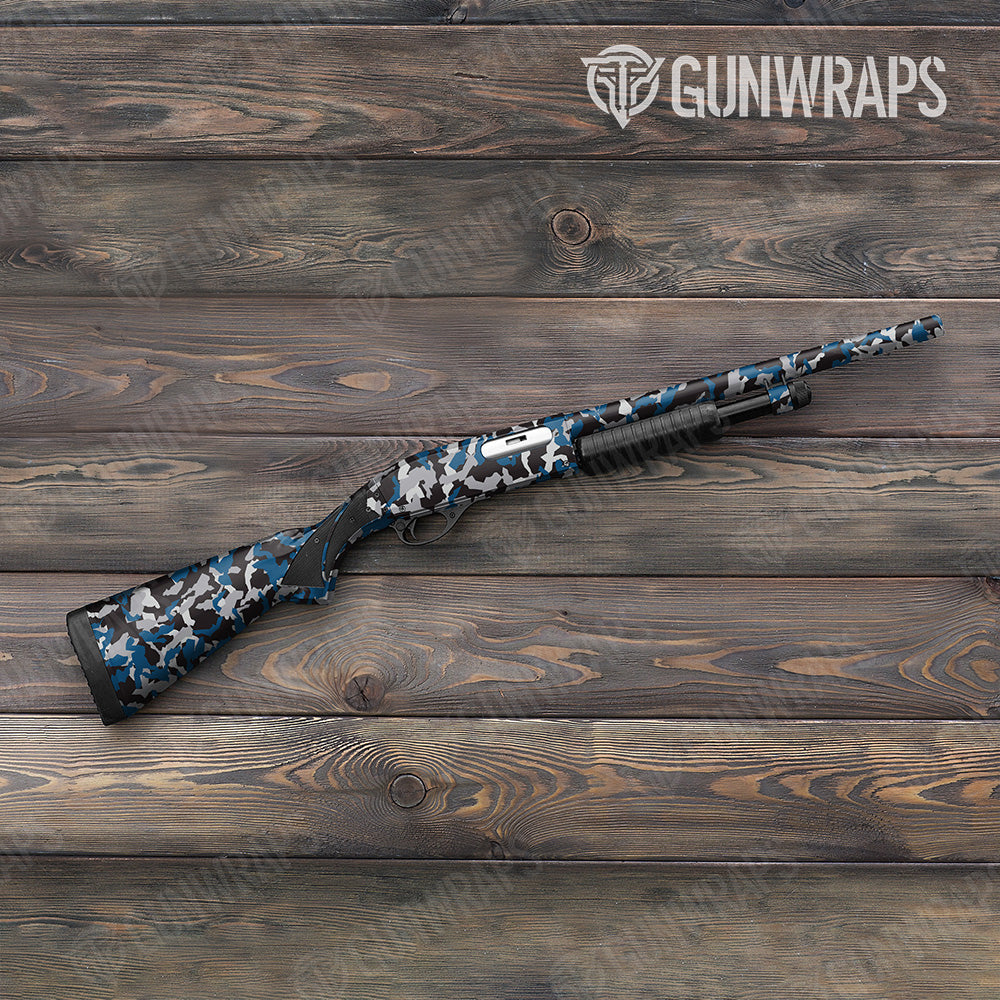 Shotgun Erratic Blue Tiger Camo Gun Skin Vinyl Wrap