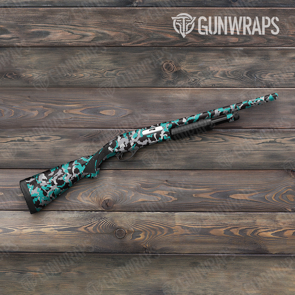 Shotgun Erratic Tiffany Blue Tiger Camo Gun Skin Vinyl Wrap