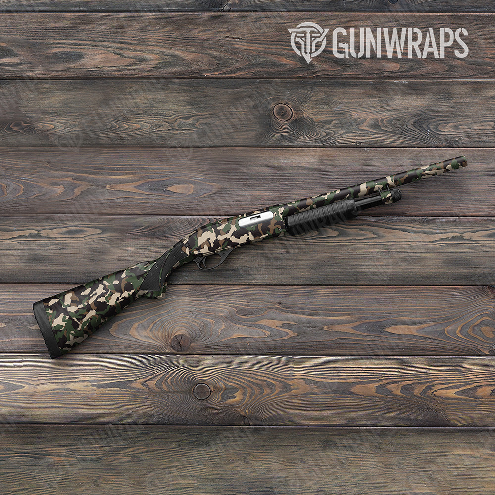 Shotgun Erratic Woodland Camo Gun Skin Vinyl Wrap