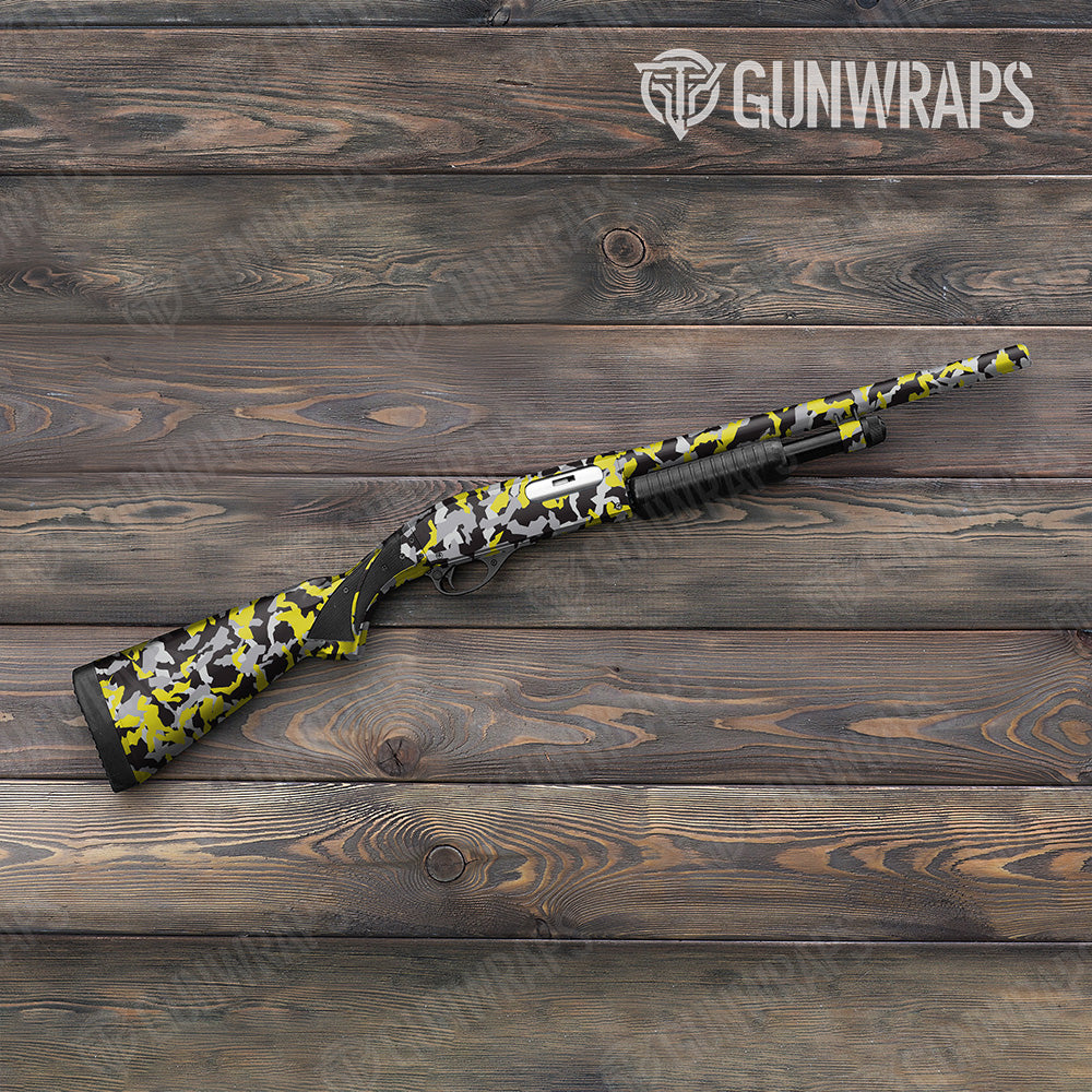 Shotgun Erratic Yellow Tiger Camo Gun Skin Vinyl Wrap