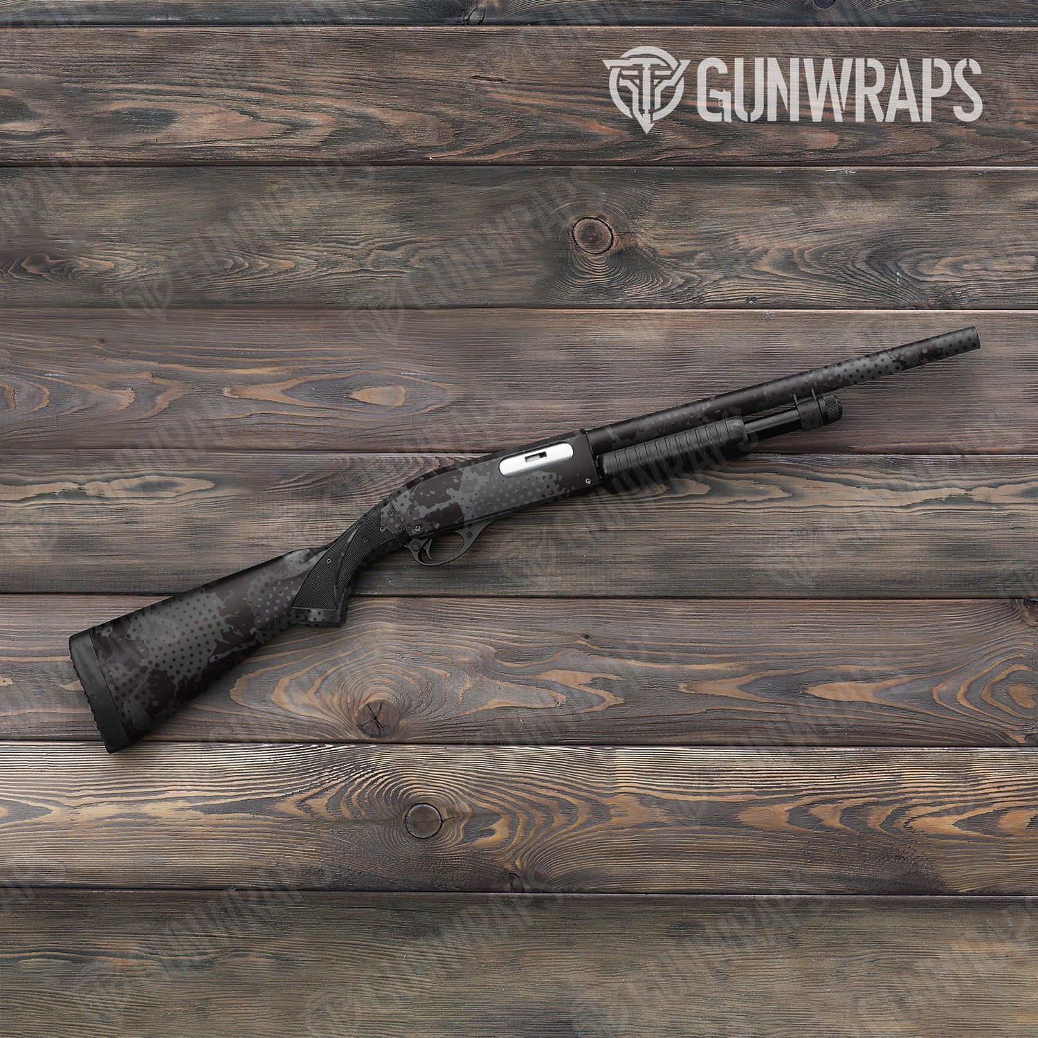 Shotgun Halftone Splatter Elite Black Camo Gun Skin Vinyl Wrap