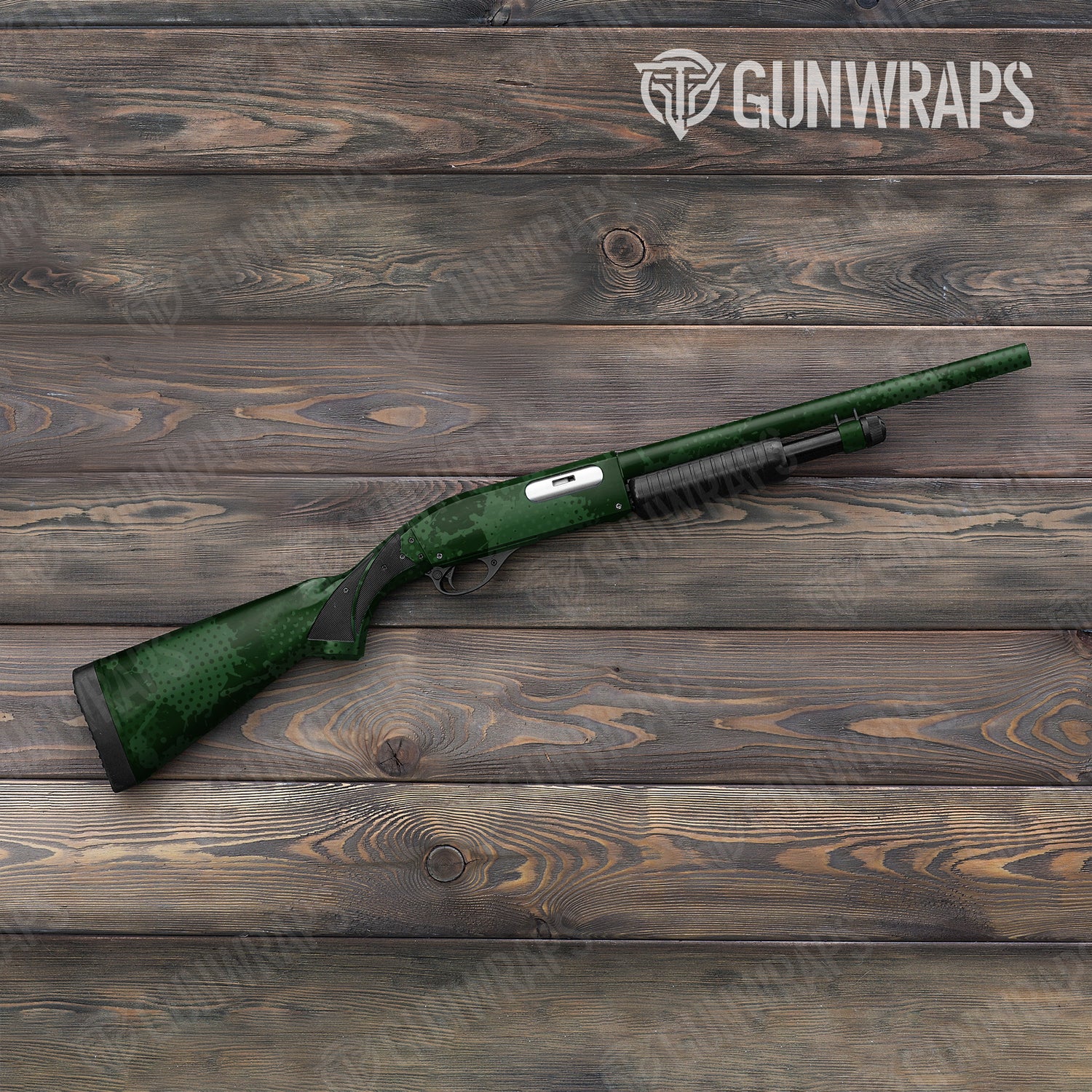 Shotgun Halftone Splatter Elite Green Camo Gun Skin Vinyl Wrap