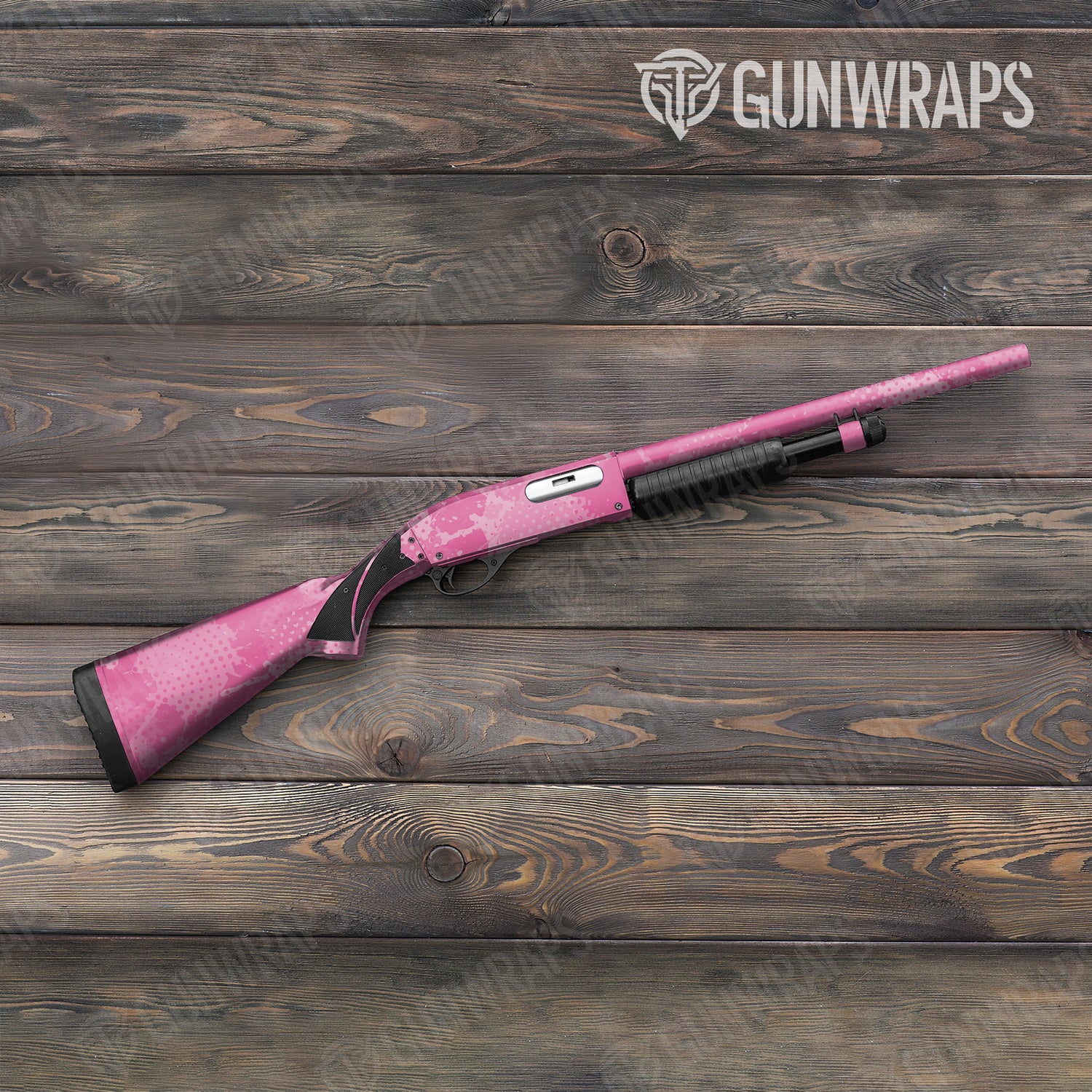 Shotgun Halftone Splatter Elite Pink Camo Gun Skin Vinyl Wrap