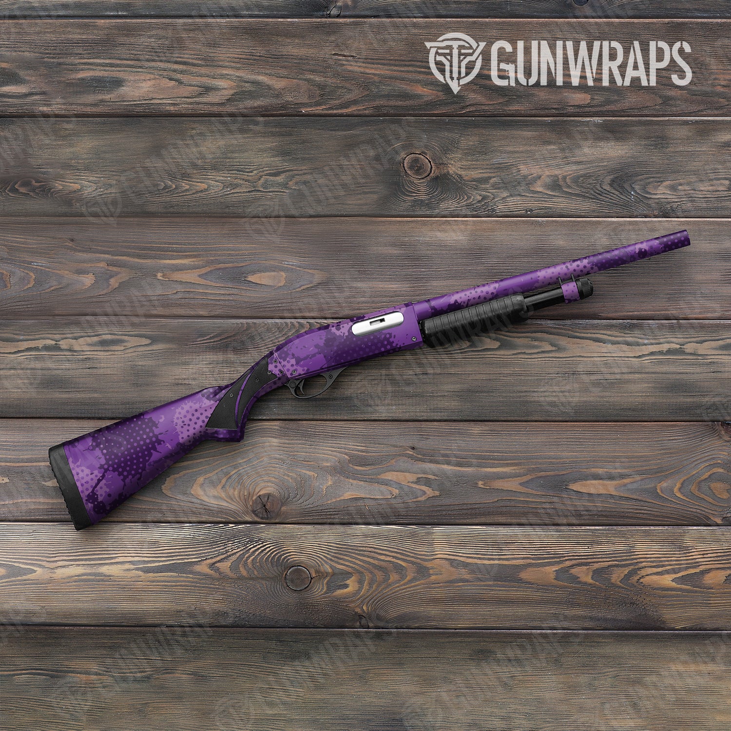 Shotgun Halftone Splatter Elite Purple Camo Gun Skin Vinyl Wrap