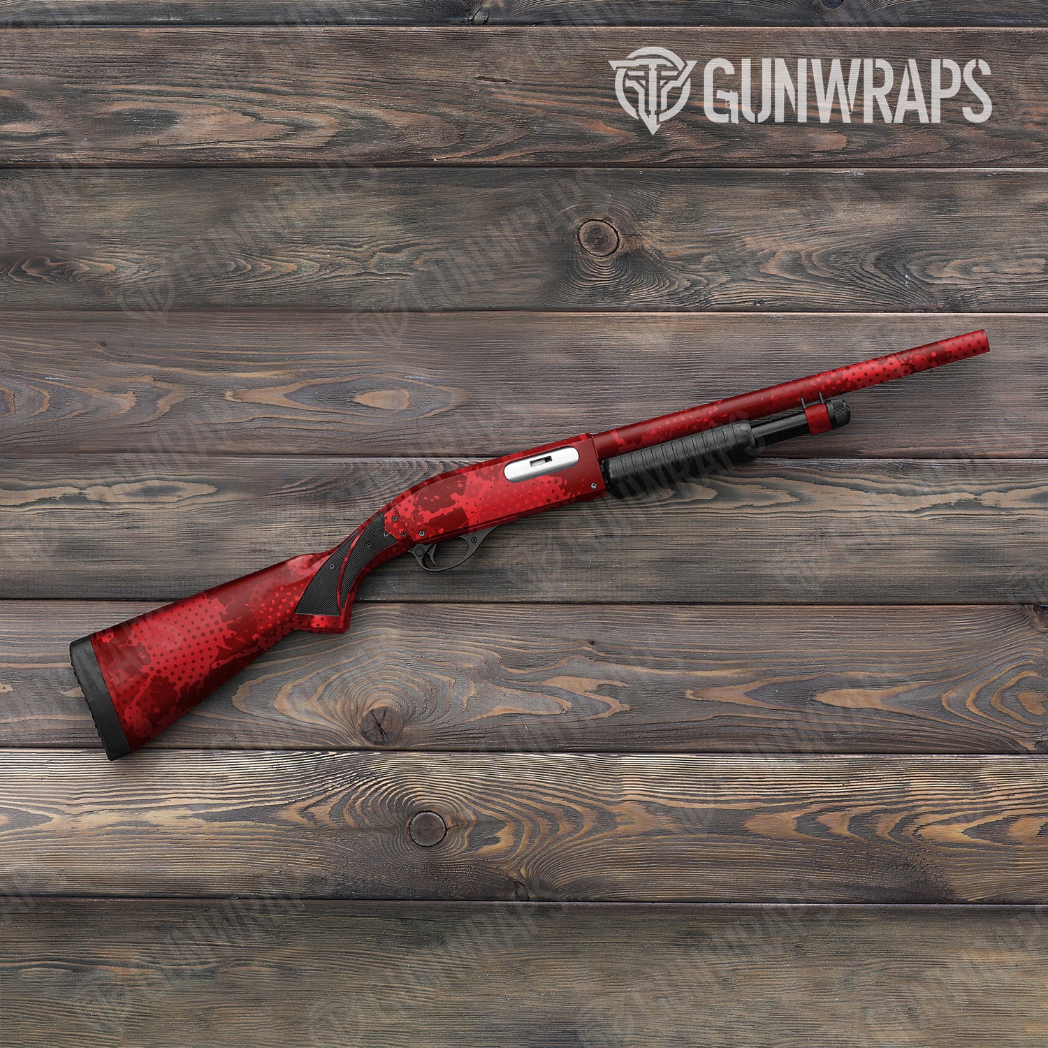 Shotgun Halftone Splatter Elite Red Camo Gun Skin Vinyl Wrap