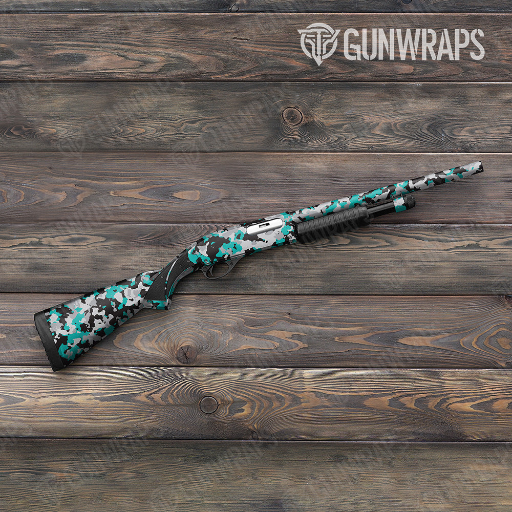 Shotgun Cumulus Tiffany Blue Tiger Camo Gun Skin Vinyl Wrap