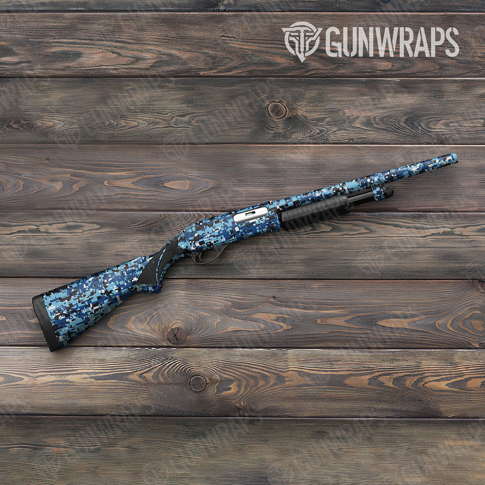 Shotgun Digital Baby Blue Camo Gun Skin Vinyl Wrap