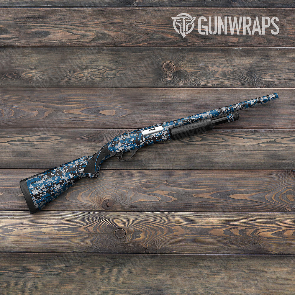 Shotgun Digital Blue Tiger Camo Gun Skin Vinyl Wrap