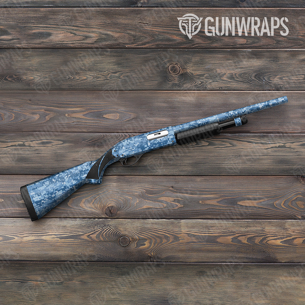 Shotgun Digital Cool Blue Camo Gun Skin Vinyl Wrap