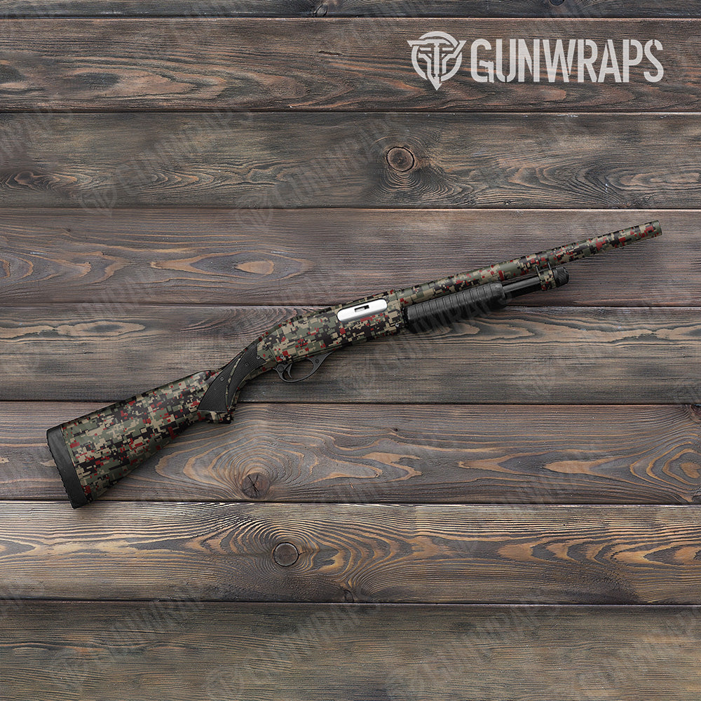 Shotgun Digital Militant Red Camo Gun Skin Vinyl Wrap