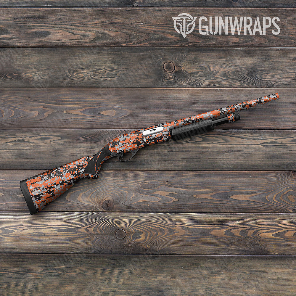 Shotgun Digital Orange Tiger Camo Gun Skin Vinyl Wrap