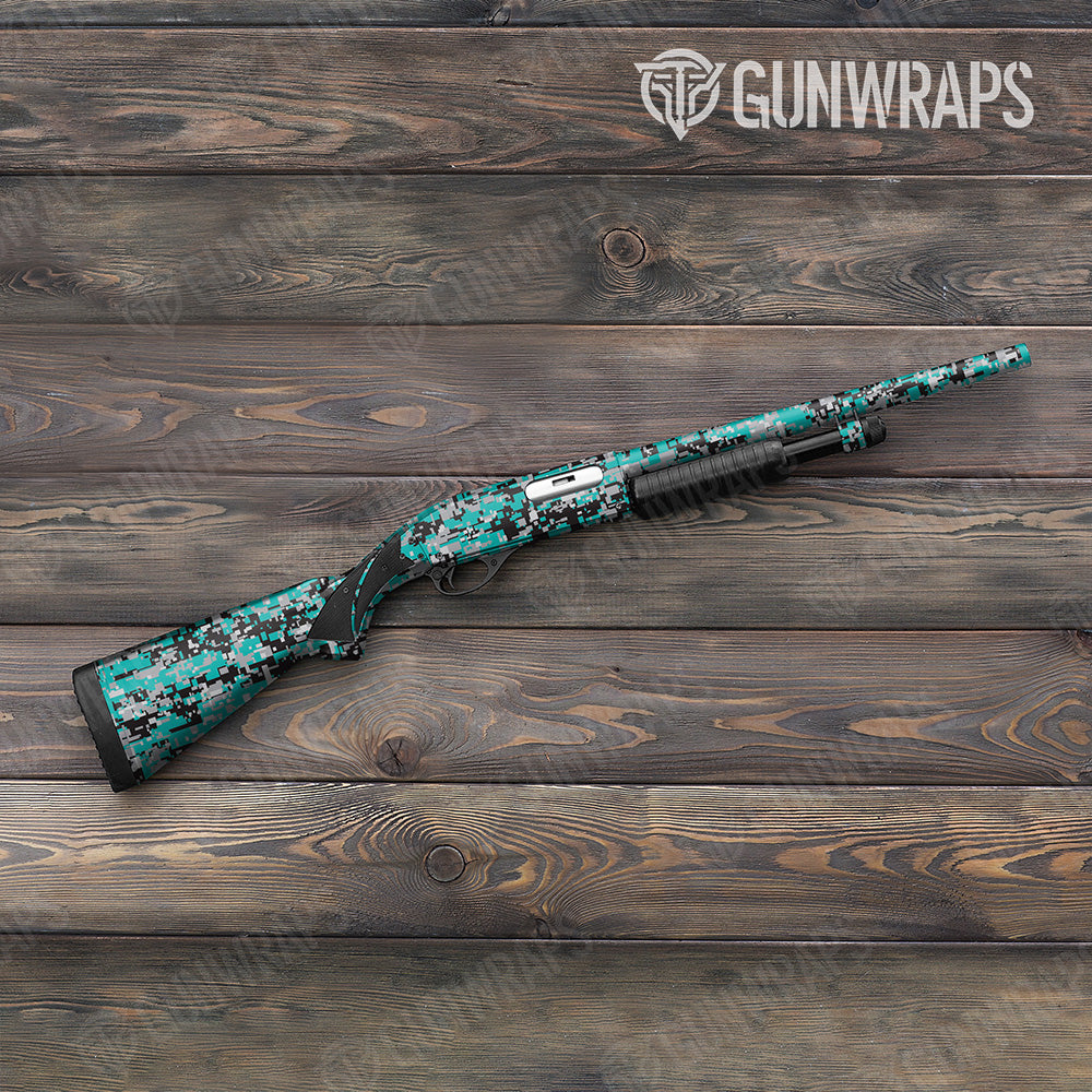 Shotgun Digital Tiffany Blue Tiger Camo Gun Skin Vinyl Wrap