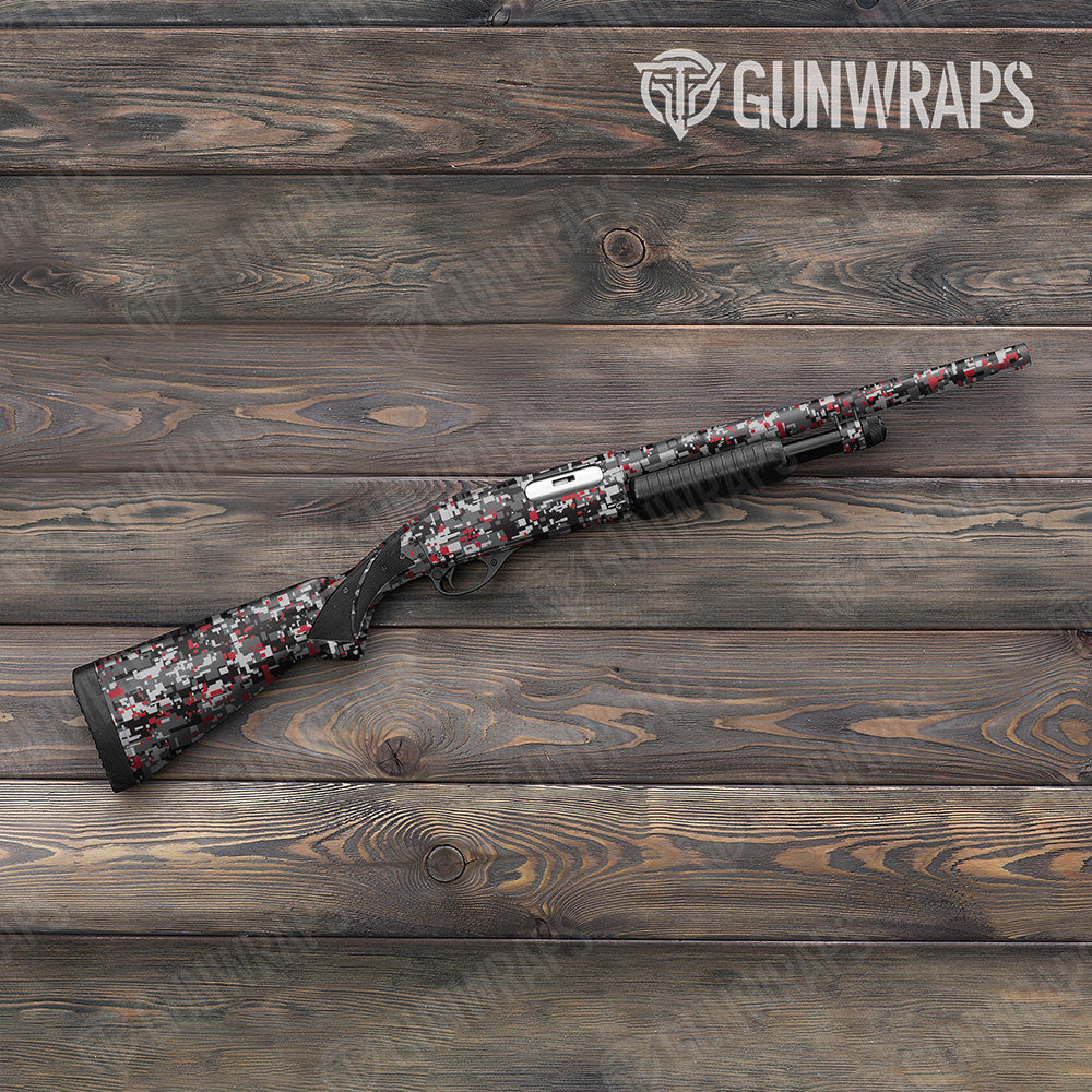 Shotgun Digital Urban Red Camo Gun Skin Vinyl Wrap