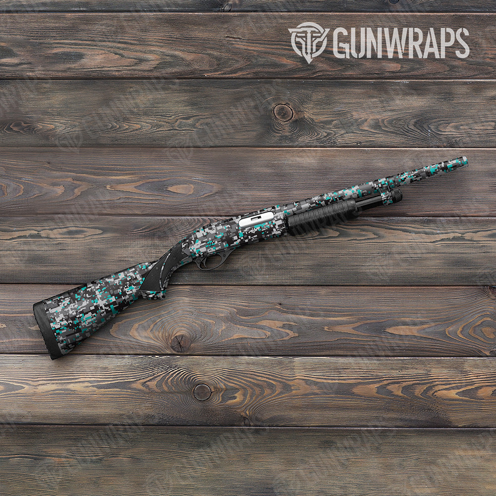 Shotgun Digital Urban Tiffany Blue Camo Gun Skin Vinyl Wrap