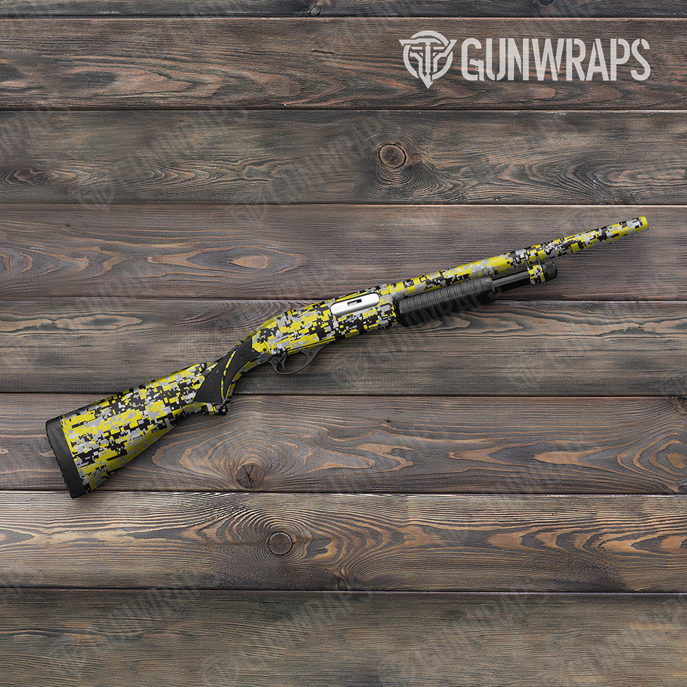 Shotgun Digital Yellow Tiger Camo Gun Skin Vinyl Wrap