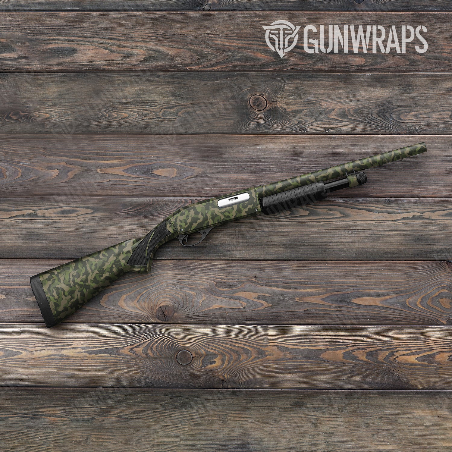 Shotgun Ragged Army Green Camo Gun Skin Vinyl Wrap