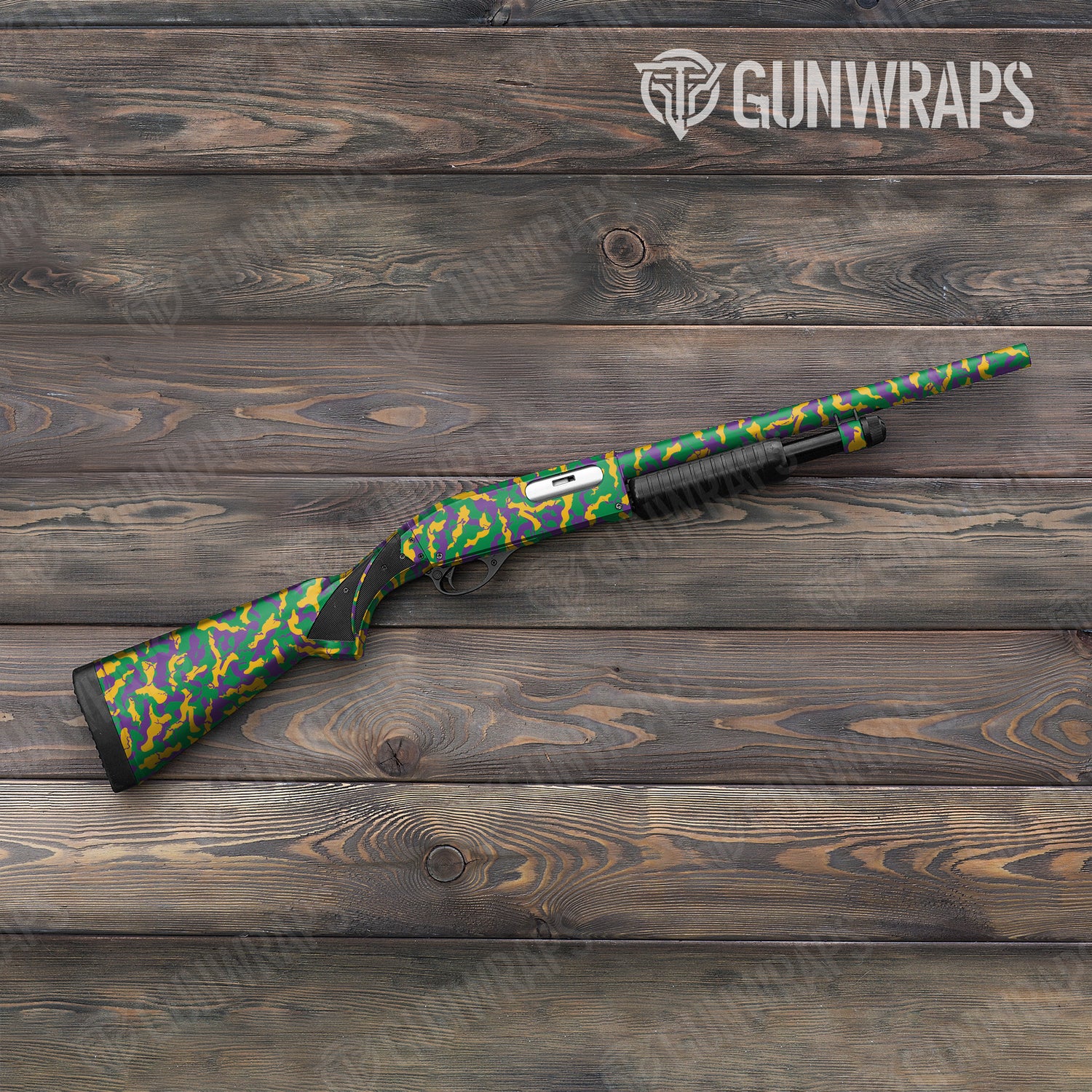 Shotgun Ragged Mardi Gras Camo Gun Skin Vinyl Wrap