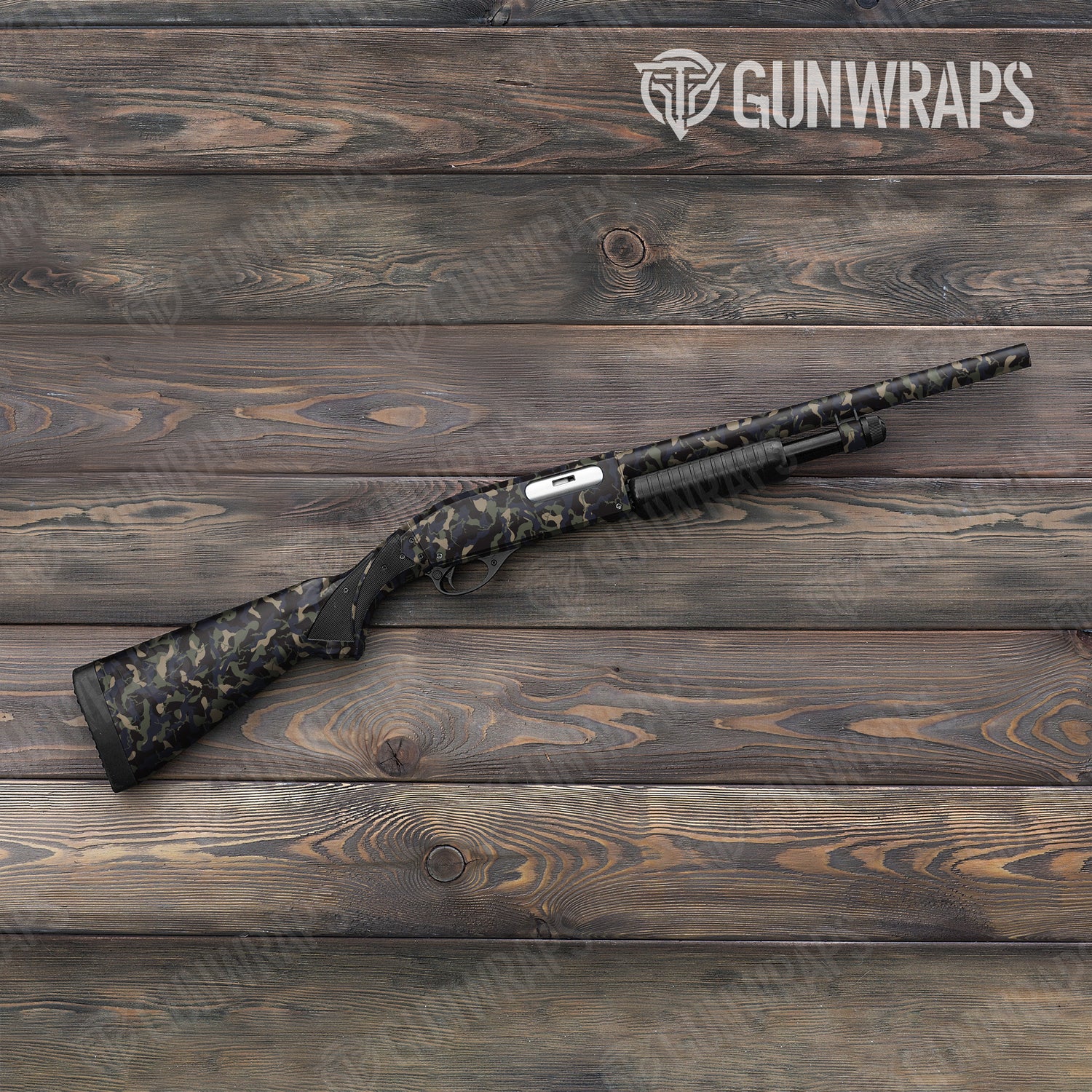 Shotgun Ragged Militant Blue Camo Gun Skin Vinyl Wrap