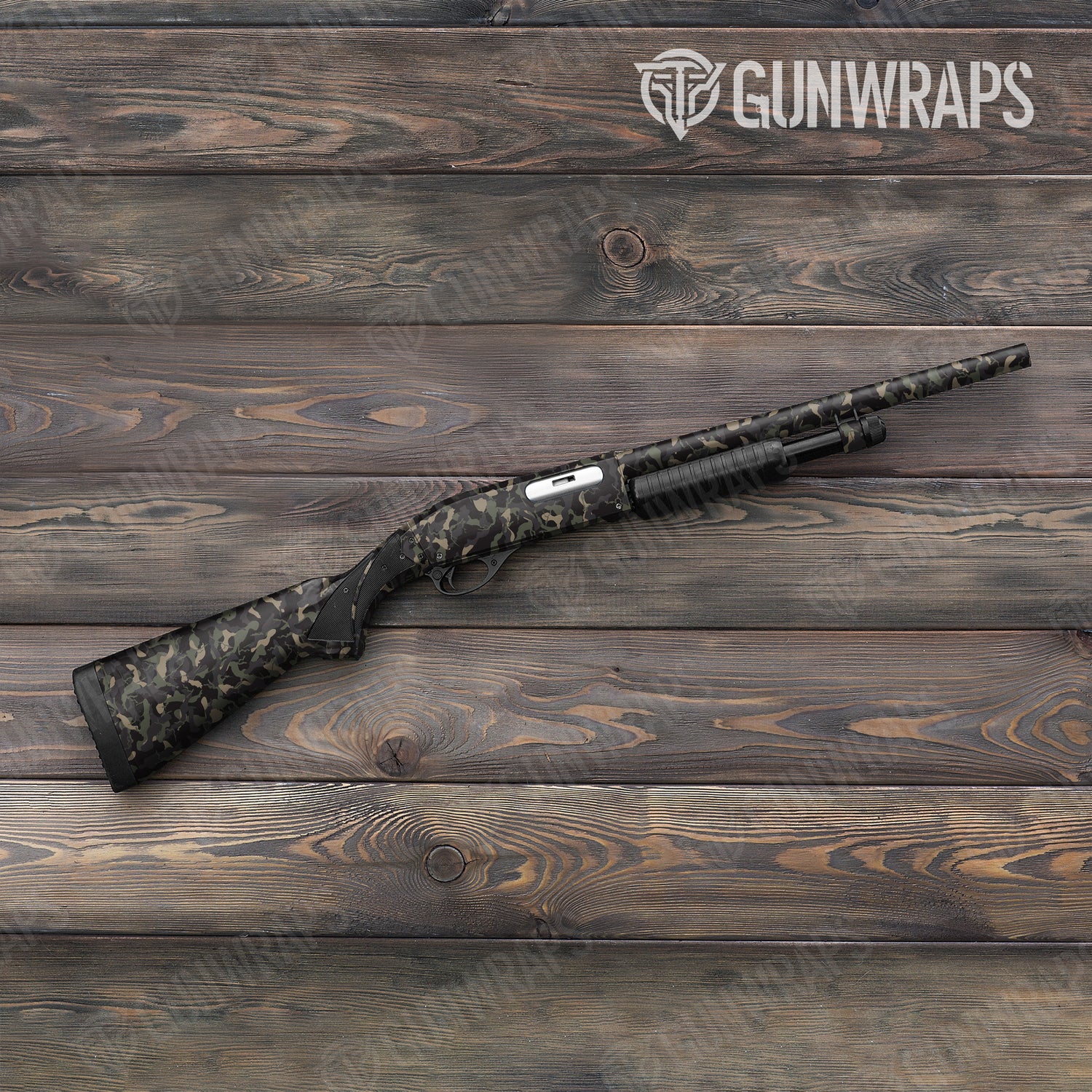 Shotgun Ragged Militant Charcoal Camo Gun Skin Vinyl Wrap