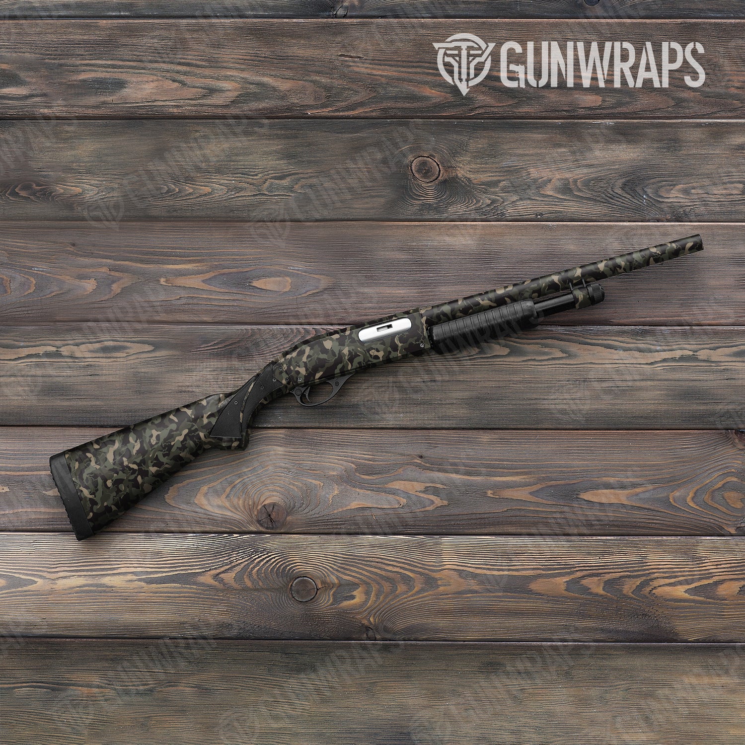 Shotgun Ragged Militant Green Camo Gun Skin Vinyl Wrap