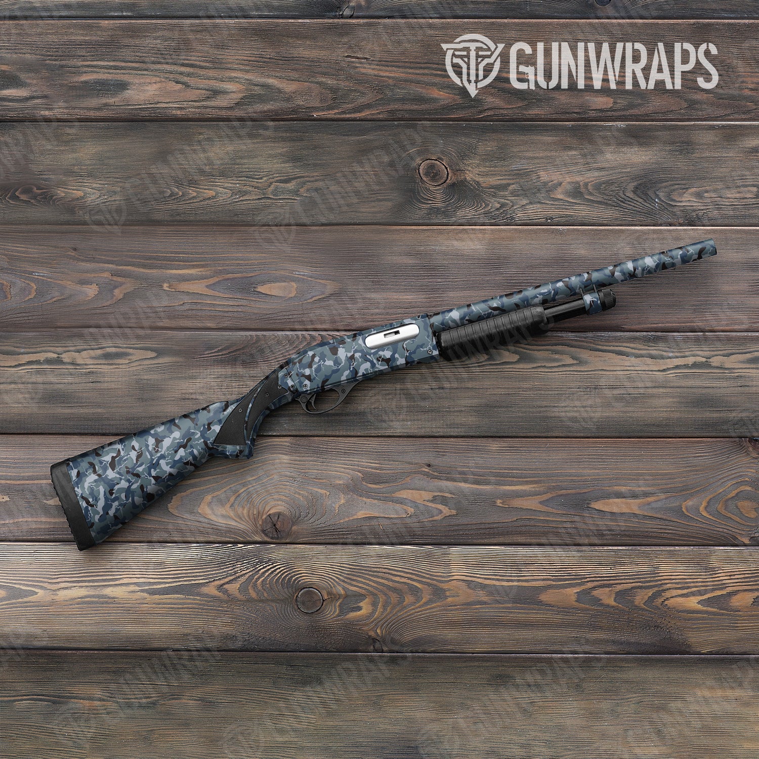 Shotgun Ragged Navy Camo Gun Skin Vinyl Wrap