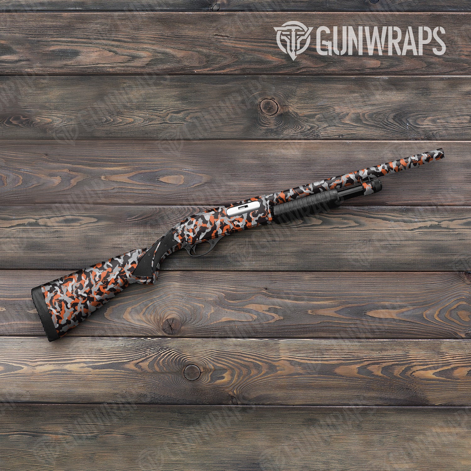 Shotgun Ragged Orange Tiger Camo Gun Skin Vinyl Wrap