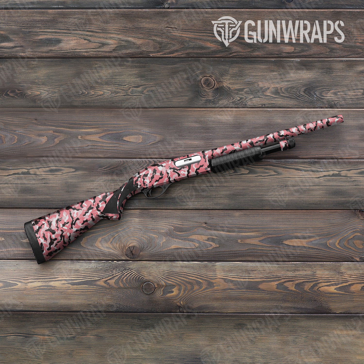 Shotgun Ragged Pink Camo Gun Skin Vinyl Wrap