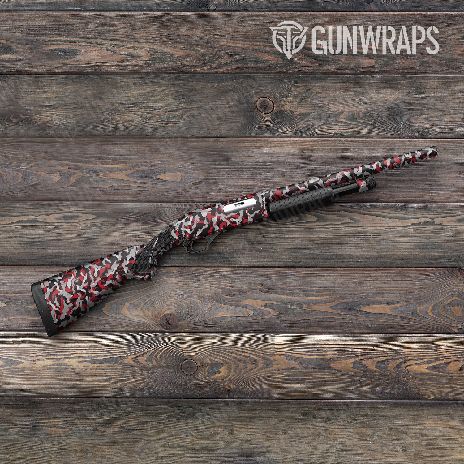 Shotgun Ragged Red Tiger Camo Gun Skin Vinyl Wrap