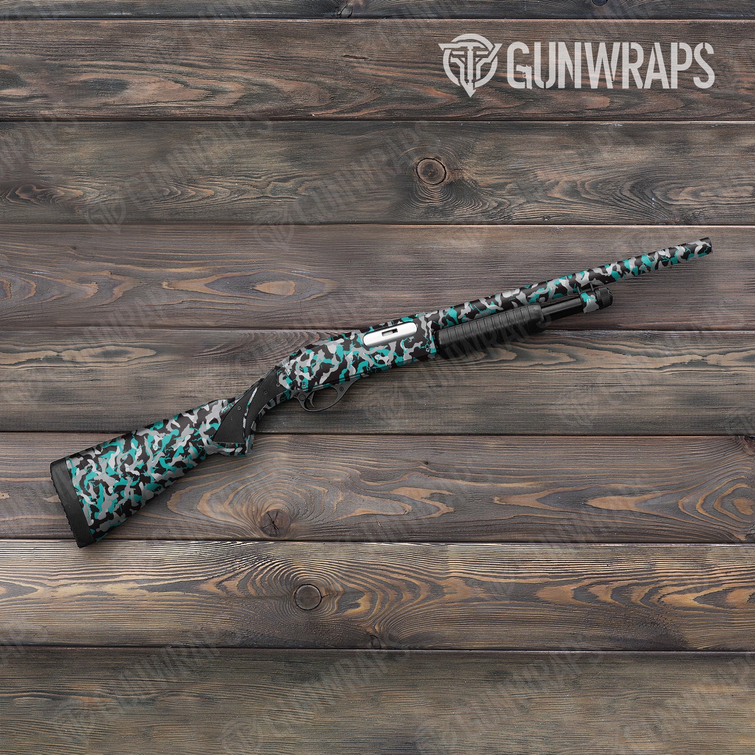 Shotgun Ragged Tiffany Blue Tiger Camo Gun Skin Vinyl Wrap