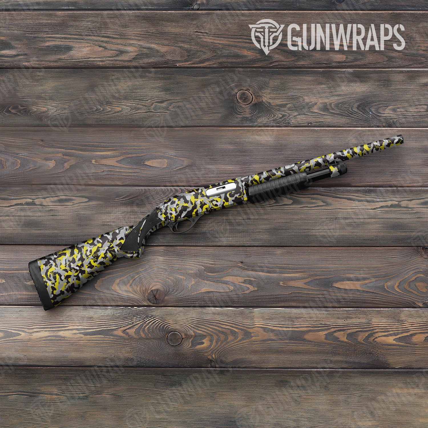 Shotgun Ragged Yellow Tiger Camo Gun Skin Vinyl Wrap