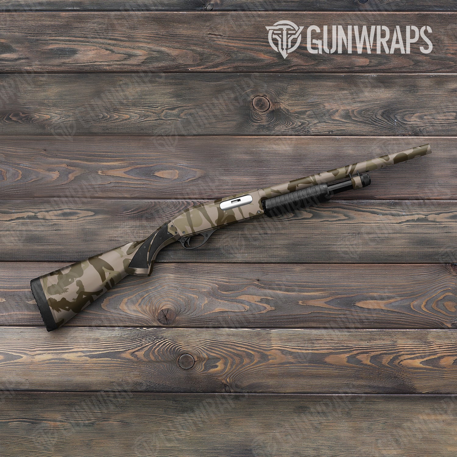 Shotgun Silhouette More Seductive Desert Camo Gun Skin Vinyl Wrap