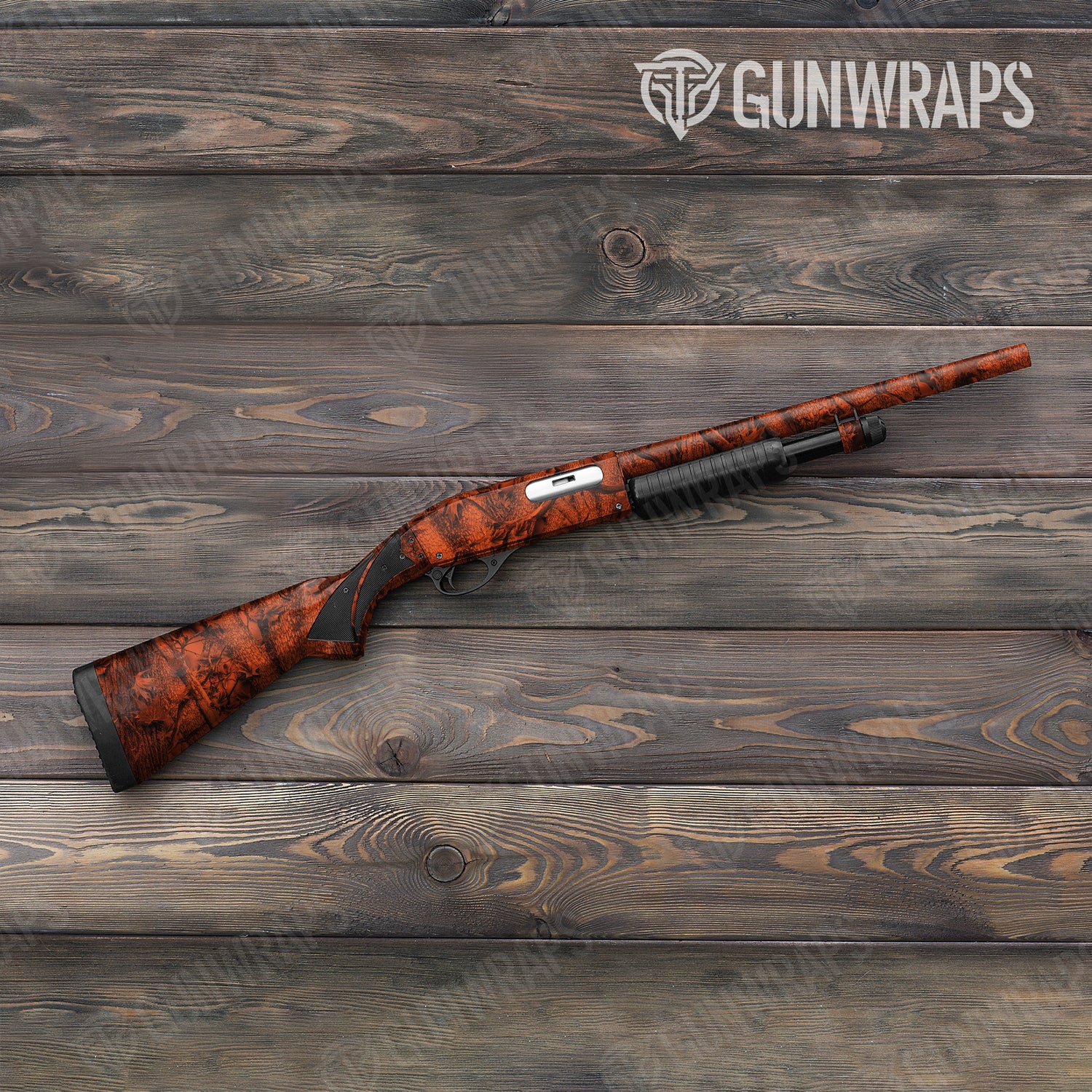 Shotgun Nature Orange Forest Camo Gun Skin Vinyl Wrap