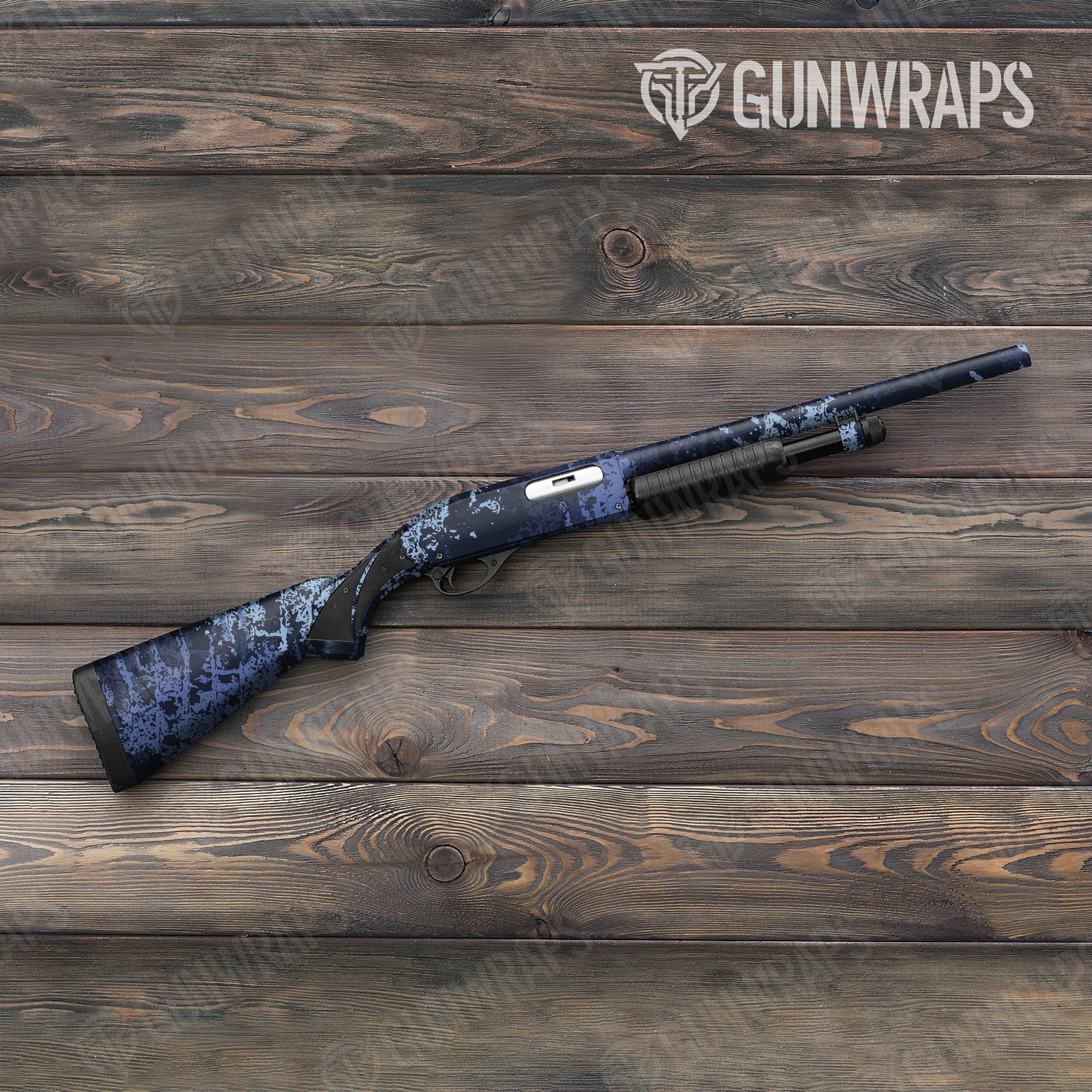 Shotgun Pasted Blue Urban Night Camo Gun Skin Vinyl Wrap